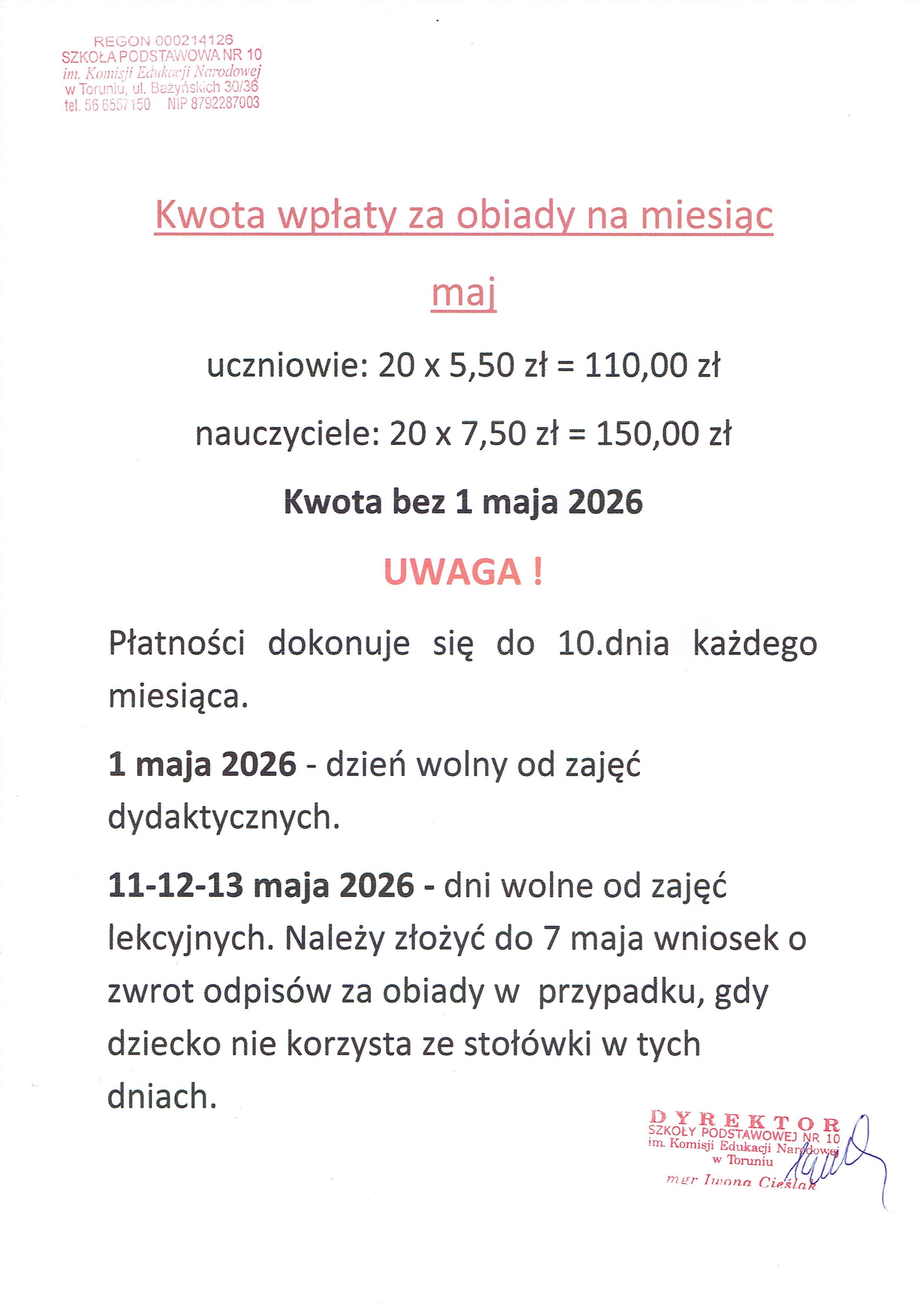 Kwota wpłaty 05.26r 1