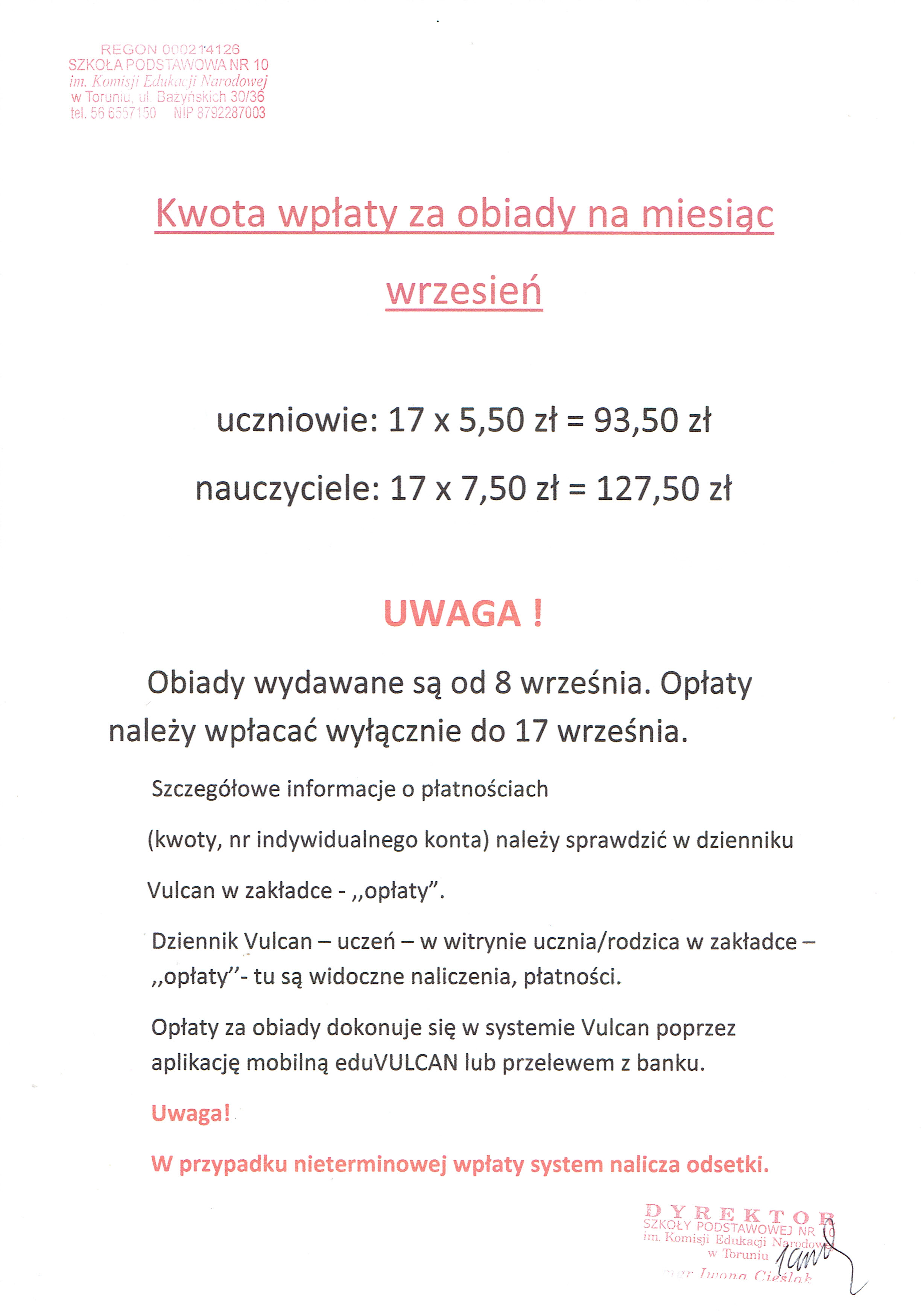 Kwota wpłaty wrzesien